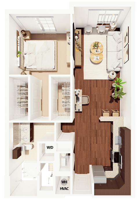 Floor plan for 1 bed, 1 bath, 794 sqft